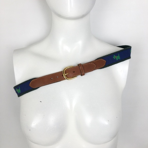 Scotty Dog Belt Blue Green Brown Leather Scottish Terrier - Picture 10 of 12